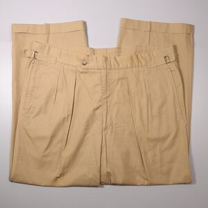 VTG Willis & Geiger Pants Beige Pleated Ghurka Chino Lightweight USA Mens 38x28